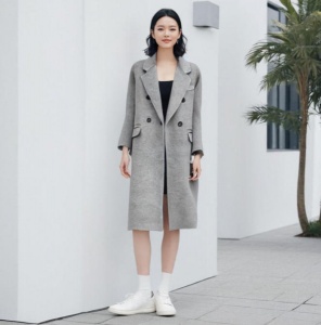 溫碧霞自創(chuàng)IRENENA服裝秋冬新款韓版毛呢外套高級灰呢子大